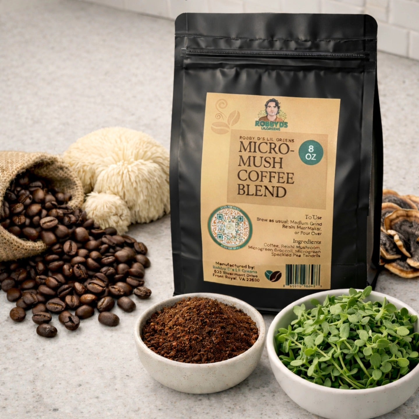 Organic microgreen and mushroom coffee 8-ounce size